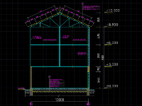 File Autocad mẫu thiết kế nhà thi đấu cầu lông xã 1 sân kích thước 10x20m cao 8.5m